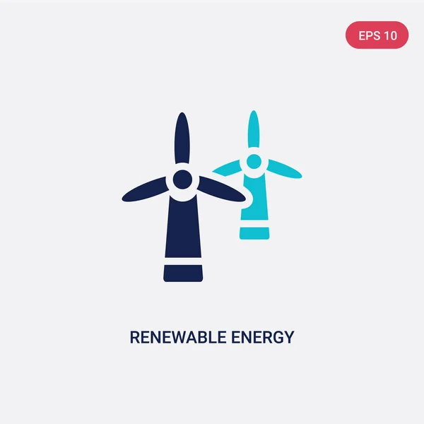 Dvě barevné štítky s obnovitelným energetickým popiskem ikona obecné concep — Stockový vektor