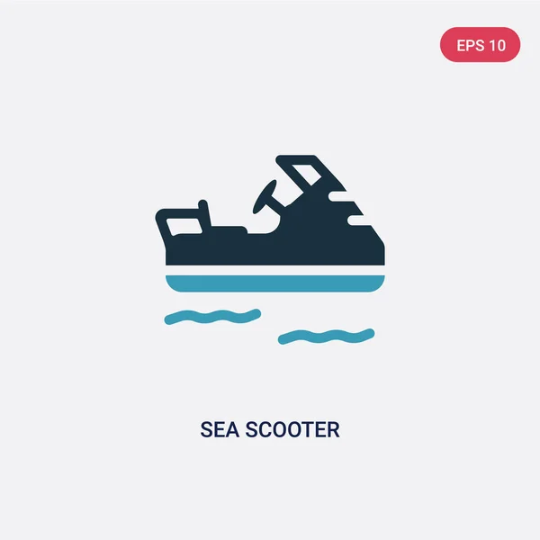 Deux couleur mer scooter vecteur icône du concept d'été. isolé — Image vectorielle