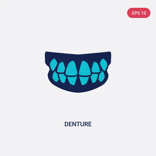 Dos icono de vector de dentadura postiza de color del concepto dentista. blu aislado — Vector de stock