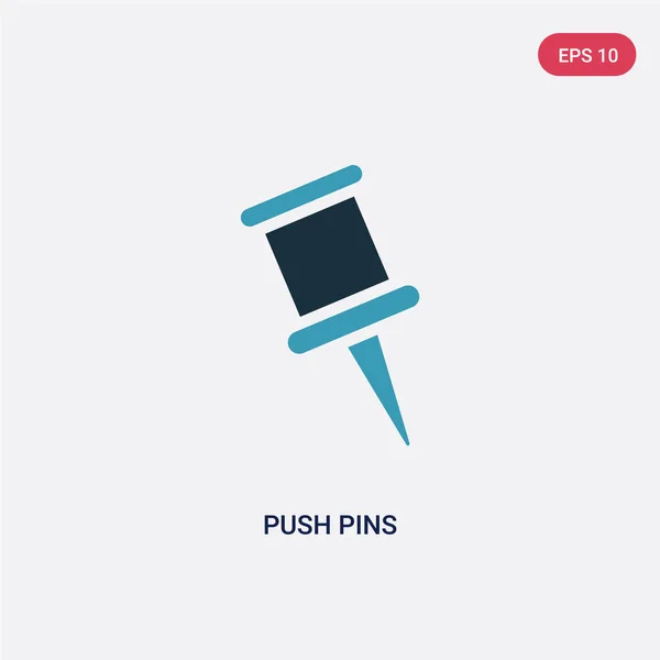 two color push pins vector icon from tools and utensils concept.