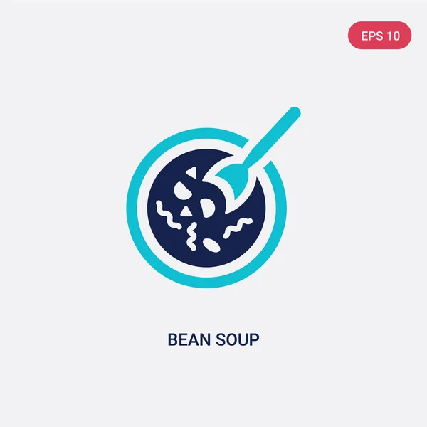 Icono de vectores de sopa de frijol de dos colores del concepto de alimentos. azul aislado — Vector de stock