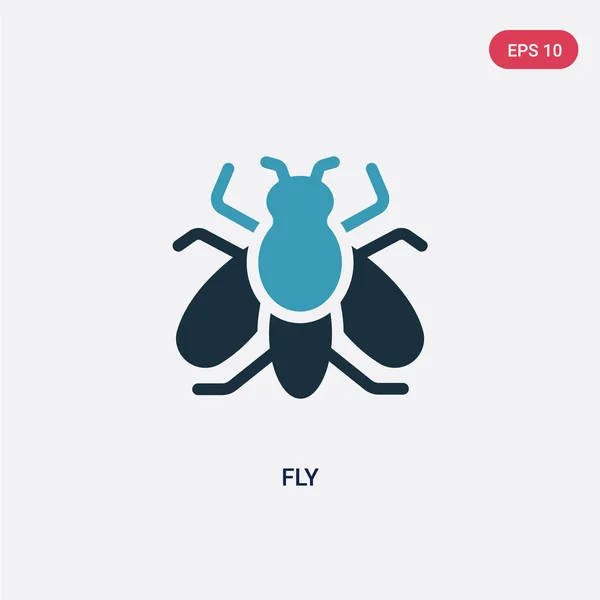 Dwa kolor latać ikona wektor z koncepcji zwierząt. na białym tle niebieski FL — Wektor stockowy