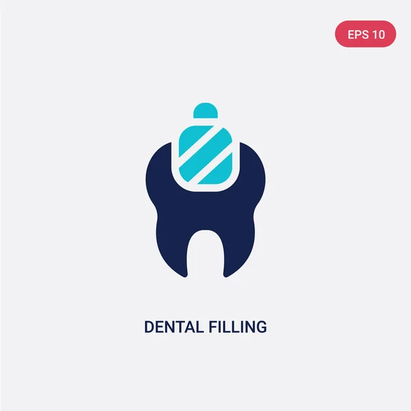 Icono de vector de llenado dental de dos colores del concepto de dentista. isola — Vector de stock