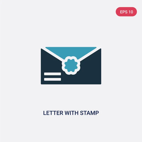 Two color letter with stamp vector icon from social concept. iso — Διανυσματικό Αρχείο