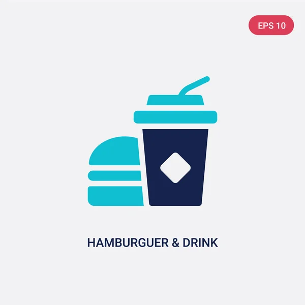 Dos color hamburguesa & bebida icono de vector de concepto de alimentos. isol — Vector de stock