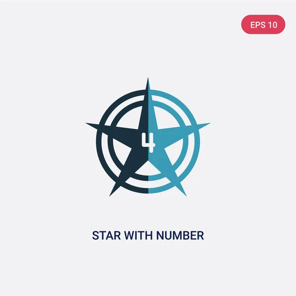 Estrella de dos colores con el icono de vector número cuatro del concepto de formas . — Vector de stock