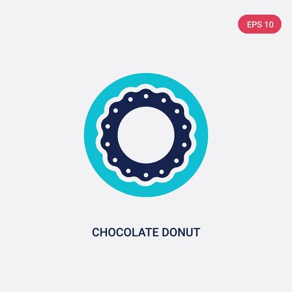 Dos color de chocolate donut vector icono de concepto de alimentos. aislar — Vector de stock