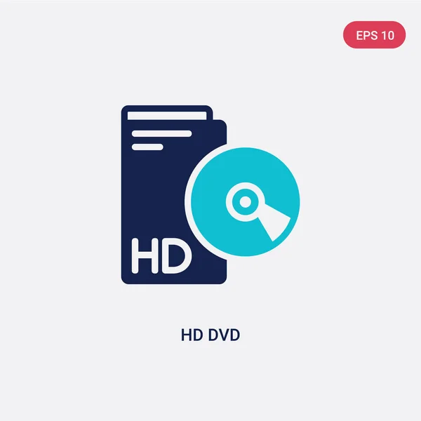 Dos colores hd dvd vector icono del concepto de cine. azul aislado — Vector de stock