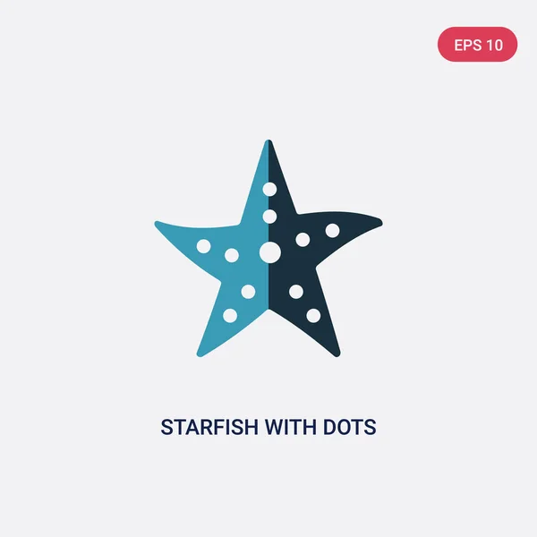 Estrella de mar de dos colores con el icono del vector de puntos de concepto náutico . — Vector de stock