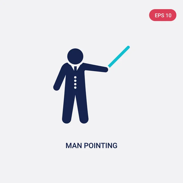 Twee kleur man pointing vector pictogram van mens concept. Geïsoleerd — Stockvector