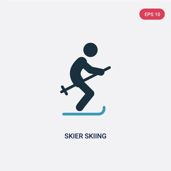 Twee kleur skiër ski vector icoon van sport concept. Geïsoleerd — Stockvector