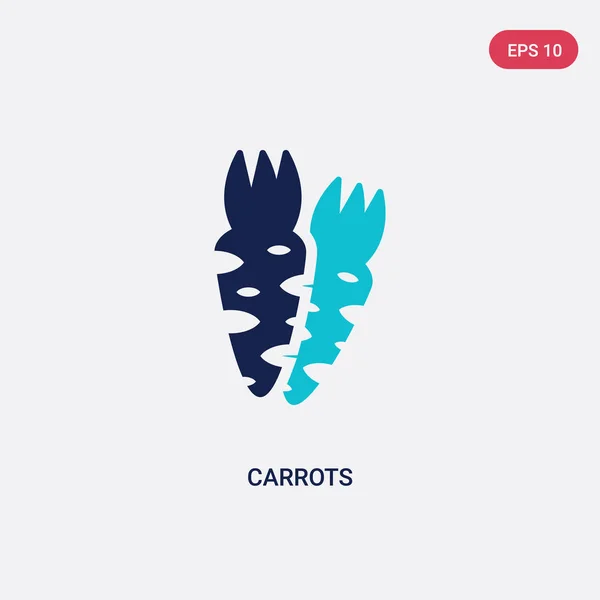Dos color zanahorias vector icono del concepto de la agricultura. blu aislado — Vector de stock