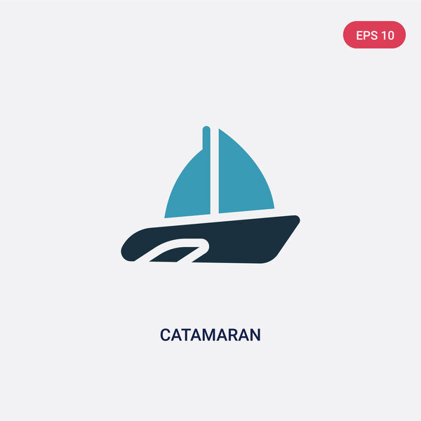 two color catamaran vector icon from transportation concept. iso