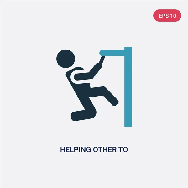 Two color helping other to jump vector icon from people concept. Vector Graphics