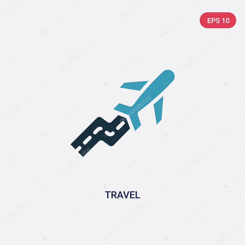 two color travel vector icon from success concept. isolated blue