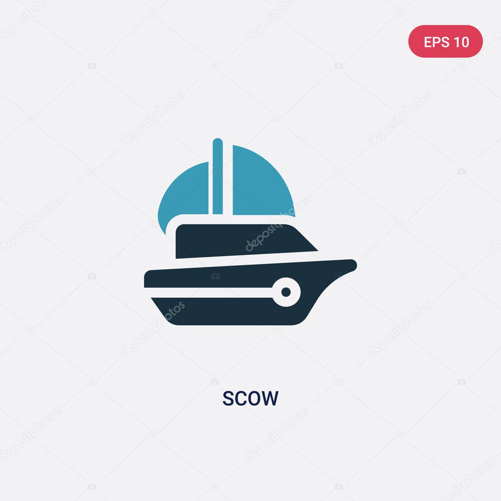 two color scow vector icon from nautical concept. isolated blue 