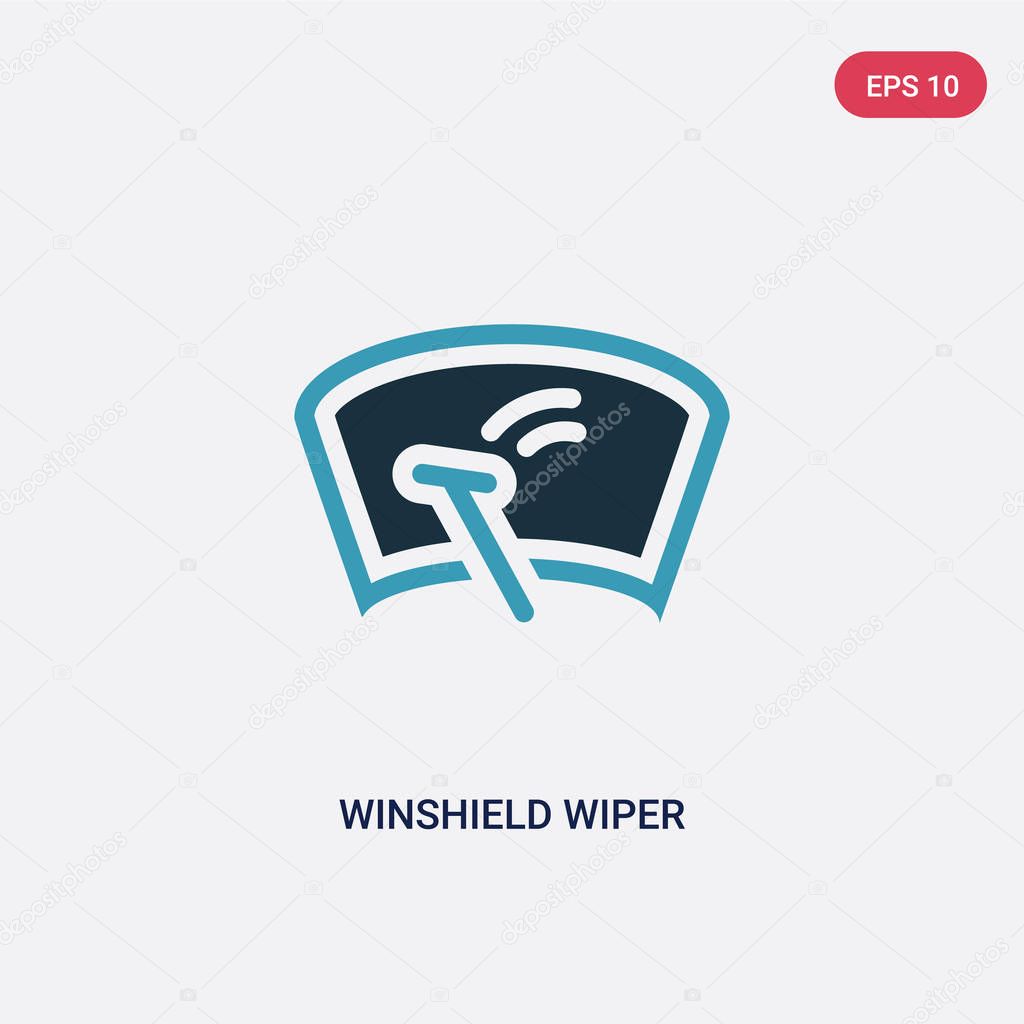 Two color winshield wiper vector icon from shapes concept. isolated blue winshield wiper vector sign symbol can be use for web, mobile and logo. eps 10