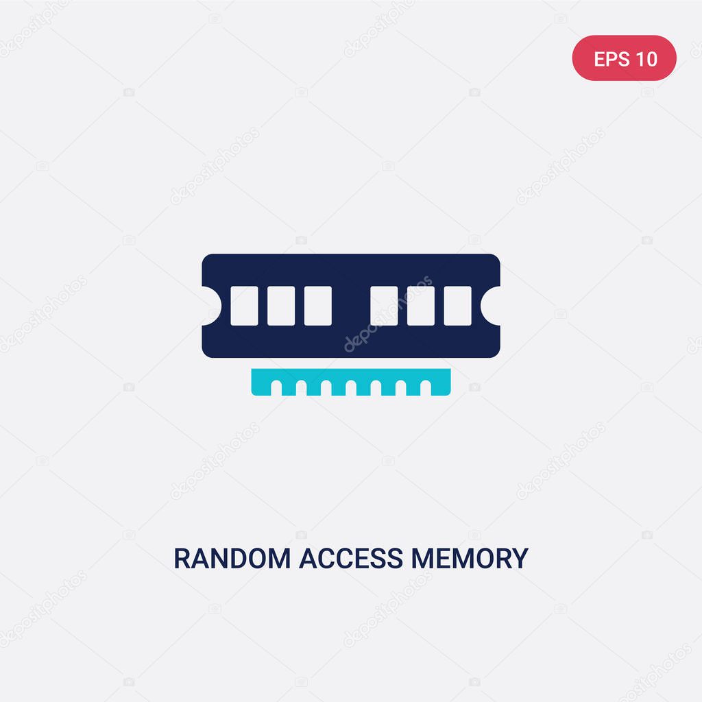 two color random access memory chip vector icon from computer co