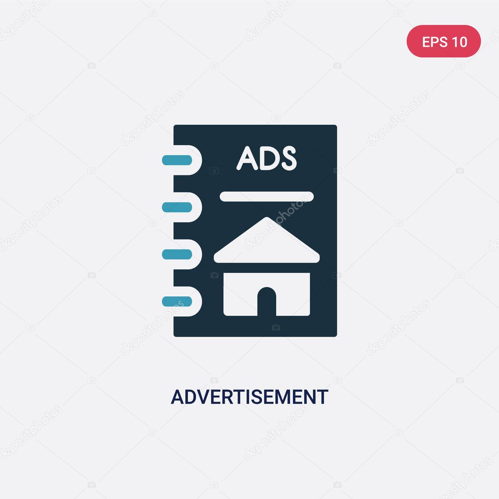 Two color advertisement vector icon from real estate concept. isolated blue advertisement vector sign symbol can be use for web, mobile and logo. eps 10