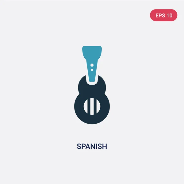 Ícone vetorial espanhol de duas cores do conceito de música. azul isolado —  Vetores de Stock