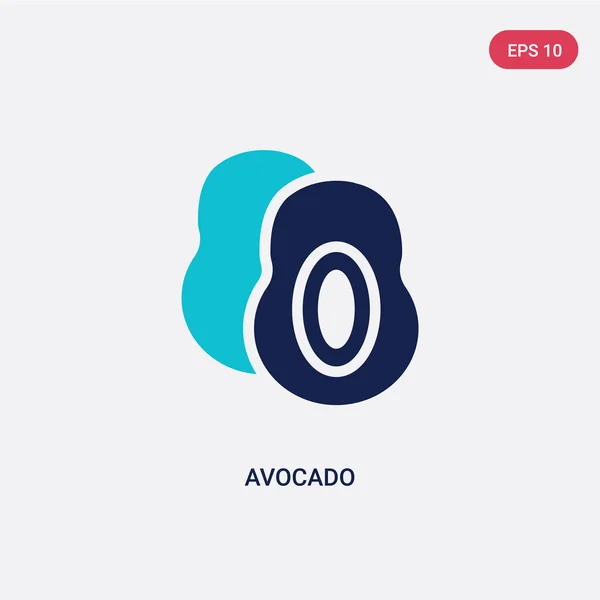 Dos color aguacate vector icono de concepto de frutas. azul aislado — Vector de stock