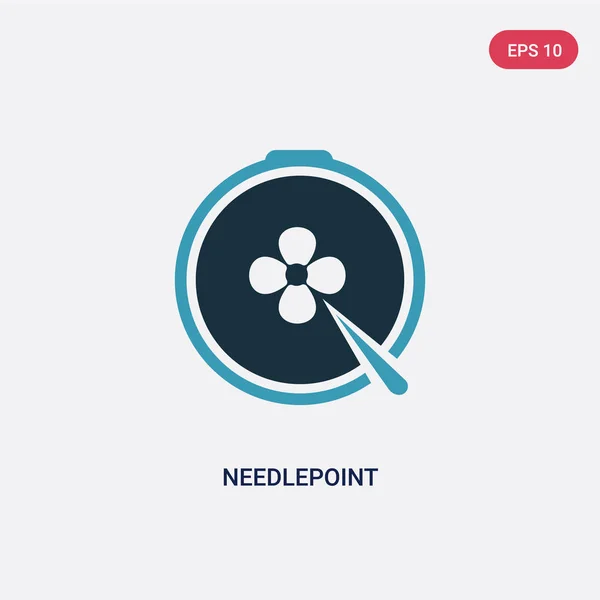 Twee kleur Needlepoint vector pictogram van SEW concept. geïsoleerd Blu — Stockvector