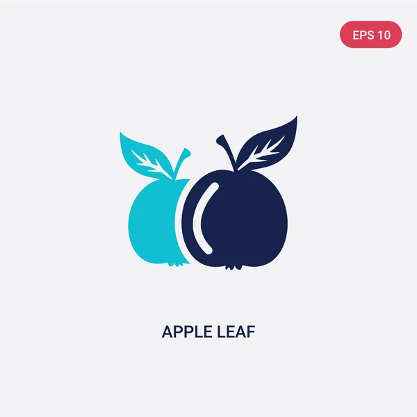 Zweifarbiges Apfelblatt-Vektorsymbol aus dem Nahrungsmittelkonzept. isoliert blu — Stockvektor