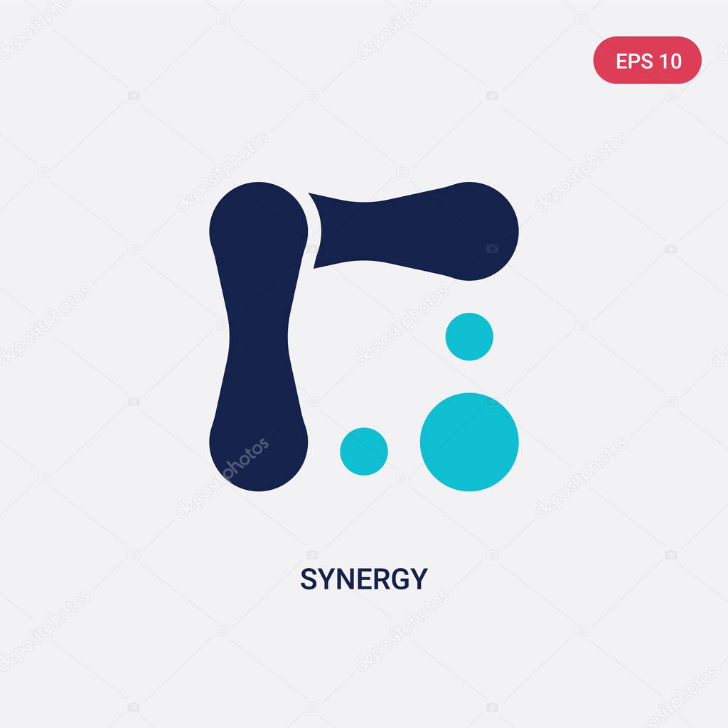 two color synergy vector icon from geometry concept. isolated bl