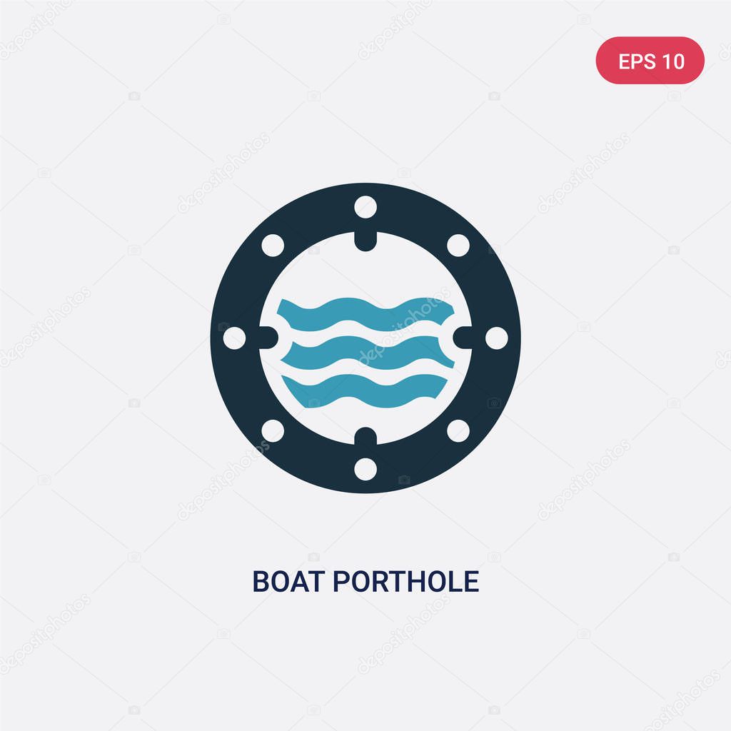 two color boat porthole vector icon from people skills concept. 