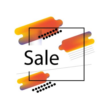 Siyah kontur çerçevesi etrafında turuncu soyut şekiller. Satılık afiş te