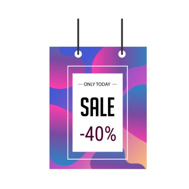 Mavi mor sıvı arka plan 40% Satış afiş şablonu tasarımı. B