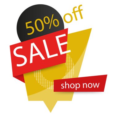 Kırmızı sarı ve siyah soyut şerit elemanları. 50% Satılık afiş t