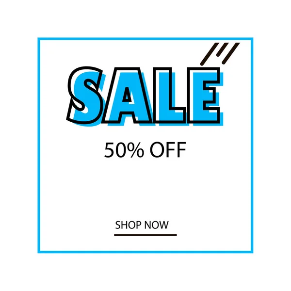 Blue stroke frame with 50% discount. Sale banner template design — Stock Vector