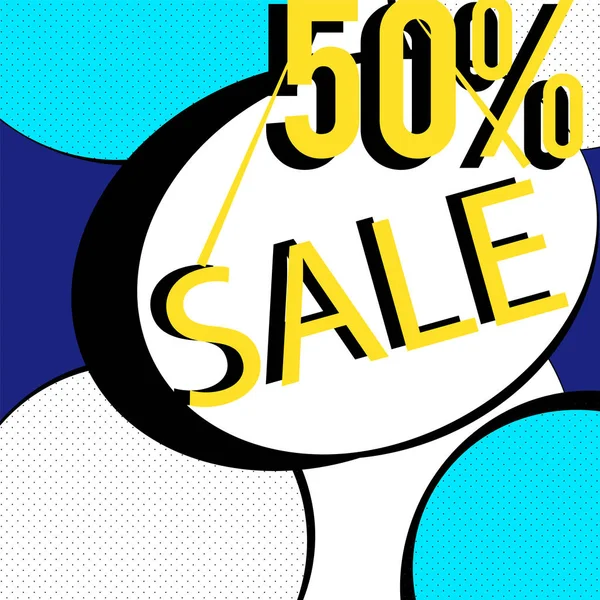 Yellow blue elements. 50% Sale banner template design. Big sale — Stock Vector