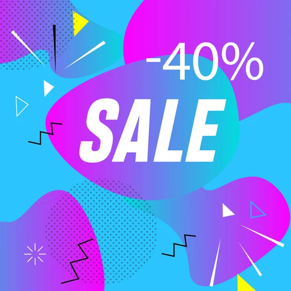 Blue purple Liquid background 40% Sale banner template design. B — Stock Vector