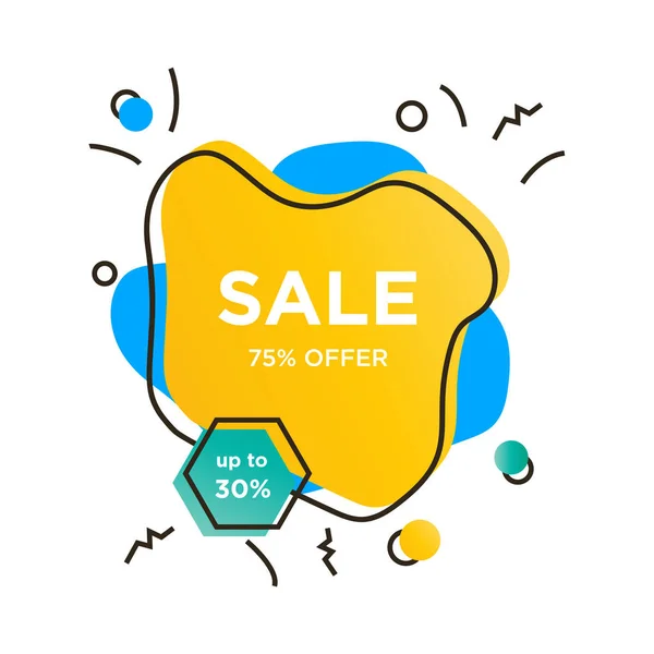 Jaune et bleu abstrait minimaliste 75 % Vente banner template des — Image vectorielle