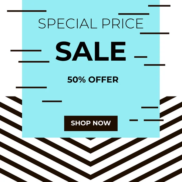 Blue black minimalist 50% Sale banner template design. Big sale — Stock Vector