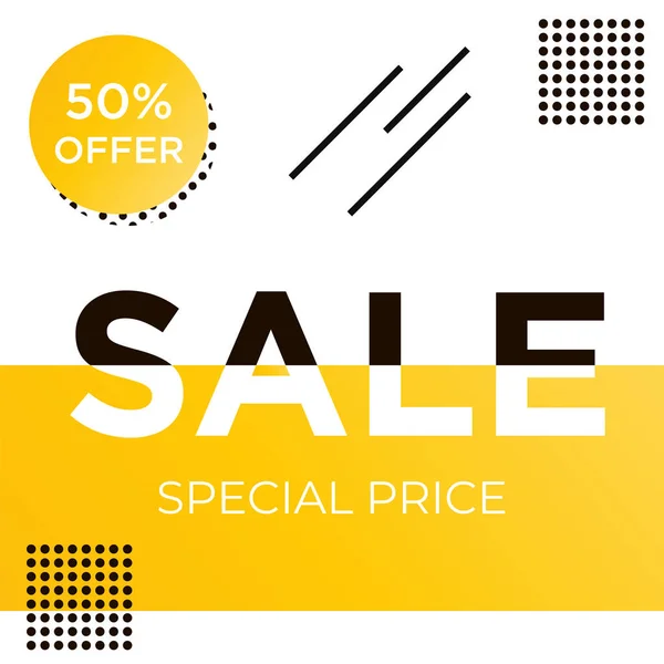 Orange black 50% Sale banner template design. Big sale special o — Stock Vector