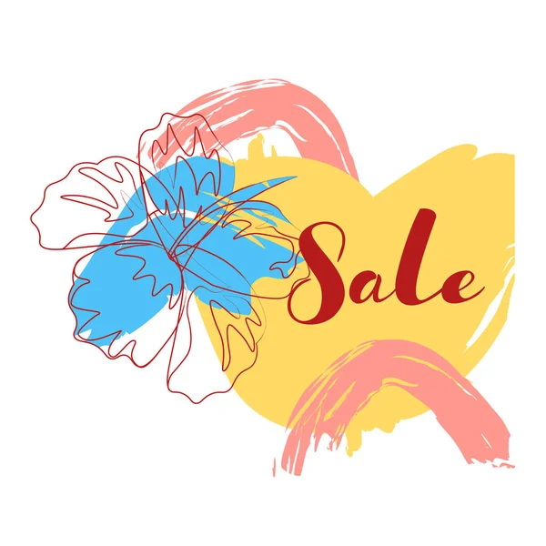 Blau gelb rote Pinselmalerei Kunst mit Strich Blütenblatt. Verkauf — Stockvektor