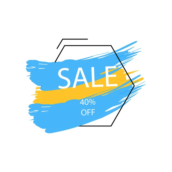 Blue orange brush paint art with 40% discount. Sale banner templ — Stock Vector