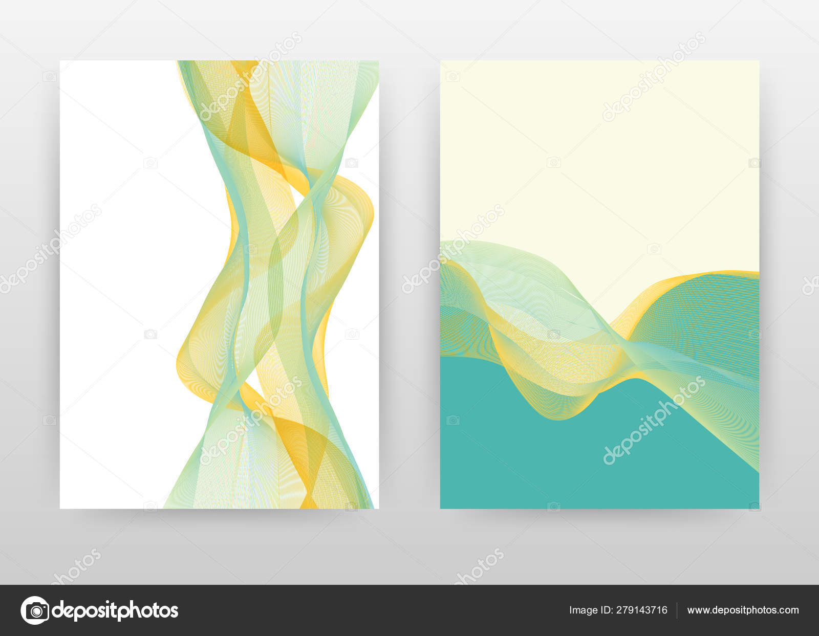 Green yellow waved lines design for annual report, brochure, fly Stock ...