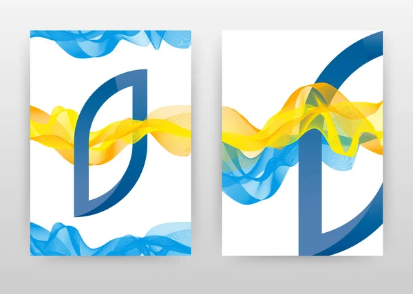 Blau-gelbe Wellenlinien-Design für Broschüre, Flyer, Plakat. blu — Stockvektor