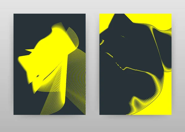 年次報告書、パンフレットのための黄色の黒のテクスチャーの振るデザイン, — ストックベクタ