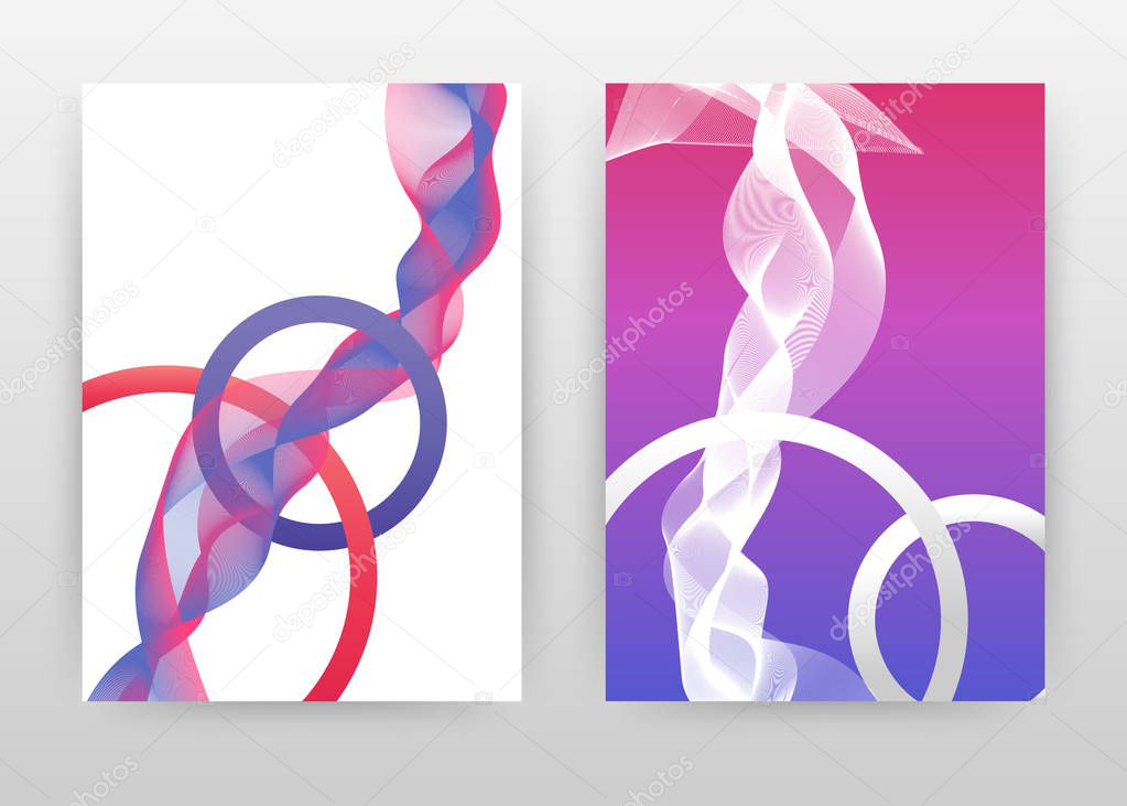 Geometric round o letter with magenta purple waving lines design