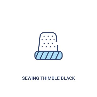 dikiş thimble siyah varyant kavramı 2 renkli simgesi. basit çizgi