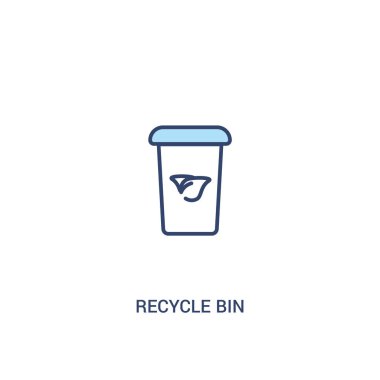 geri dönüşüm bin kavramı 2 renkli simgesi. basit çizgi elemanı illustra