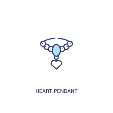 kalp kolye kavramı 2 renkli simgesi. basit çizgi elemanı illust