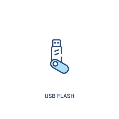 usb flash kavramı 2 renkli simge. basit satır elemanı illustrati