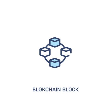 blokchain blok kavramı 2 renkli simgesi. basit çizgi elemanı illu