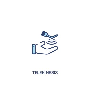 telekinesis kavramı 2 renkli simge. basit çizgi elemanı illustra